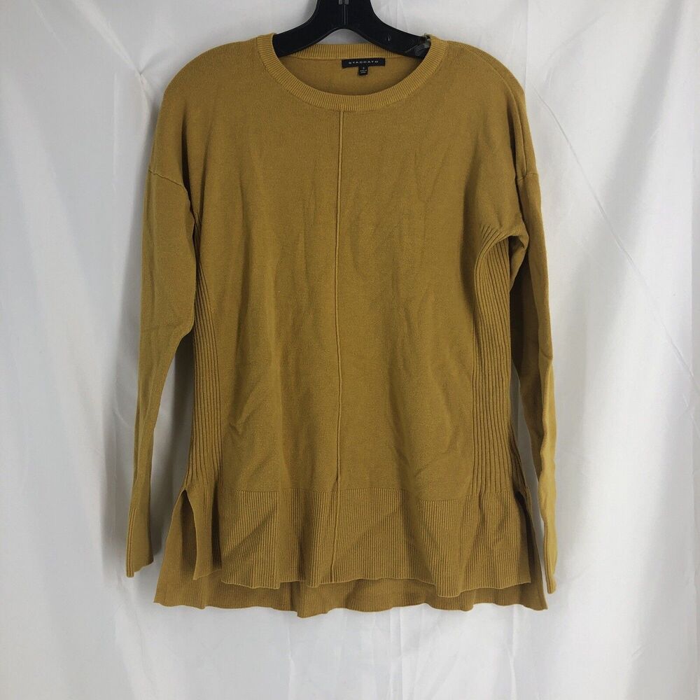 Staccato Pullover Sweater Long Sleeve Mustard Yellow Size Small